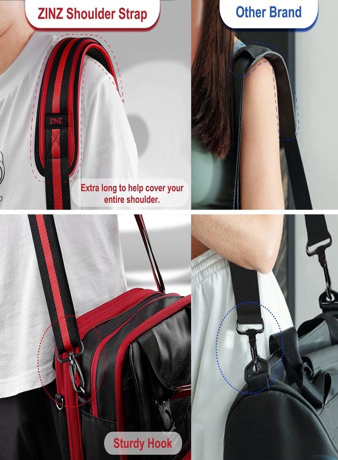 ZINZ Ultra-Thick Fixed Pad Shoulder Strap 76-inch Universal Bag Strap with Breathable Cushion and Dual Balanced Adjustable Buckles for Laptop Bag Luggage Messenger Bag Crossbody etc -Stripe-BRB - Image 5
